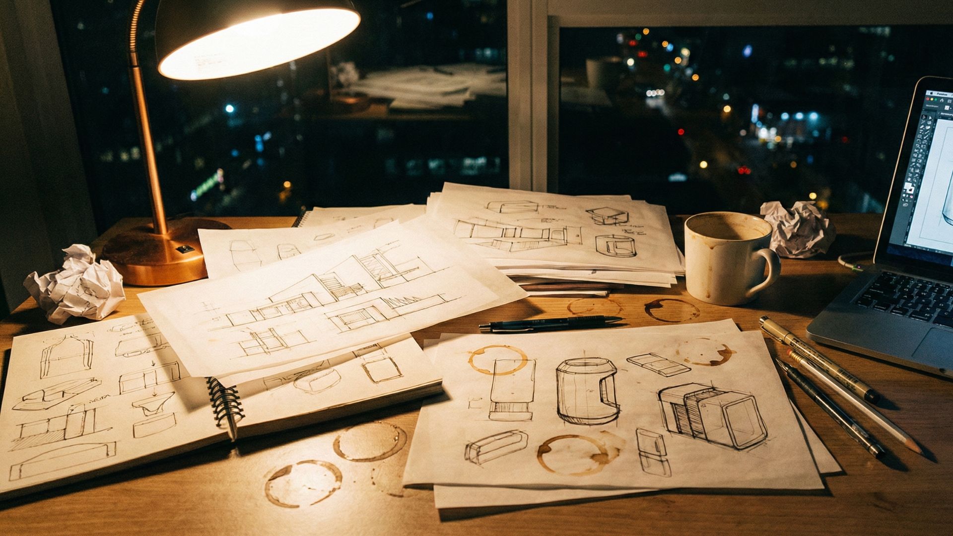 late night packaging design sketches product development